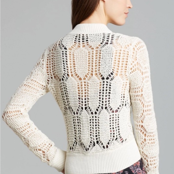 Free People White Lace zipper Crochet Cardigan - Picture 2 of 11